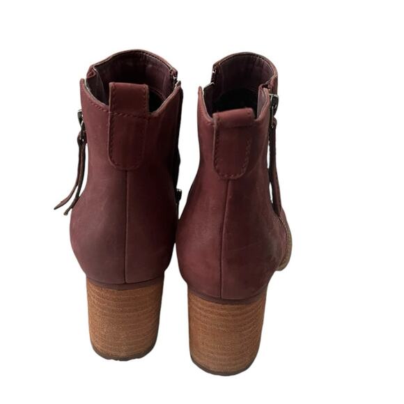 Blondo Nova Maroon Waterproof Nubuck Leather Chunky Heel Boots 7.5 - Picture 4 of 8